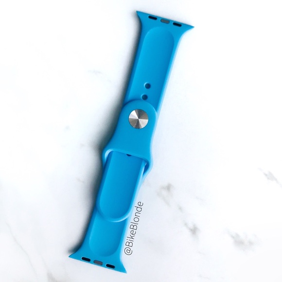 NEW Cyan Blue Silicone Band For Apple Watch - Picture 4 of 6